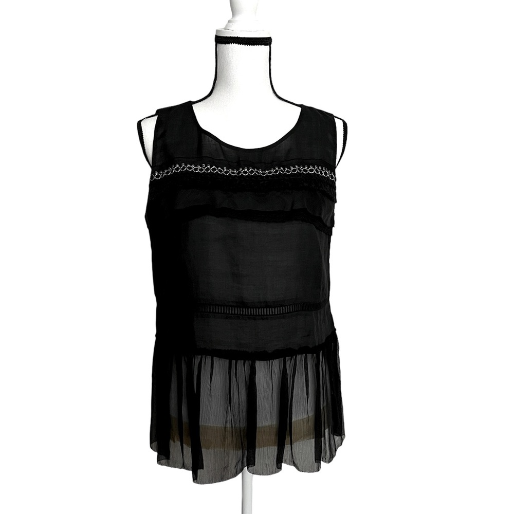 Elie Tahari Black Light Sleeveless Top - Sheer Silk
